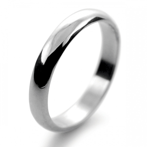 D Shaped  Medium Weight - 2mm Platinum Wedding Ring 
